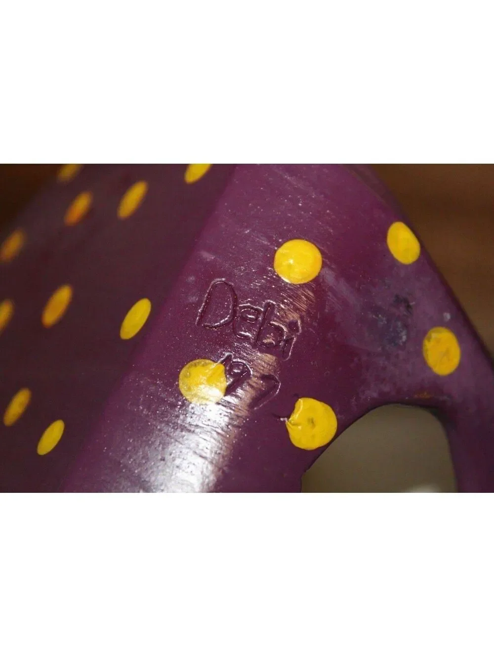 Vintage Hand Crafted Purple Yellow Polka Dotted Graduation Book Worm Book Ends